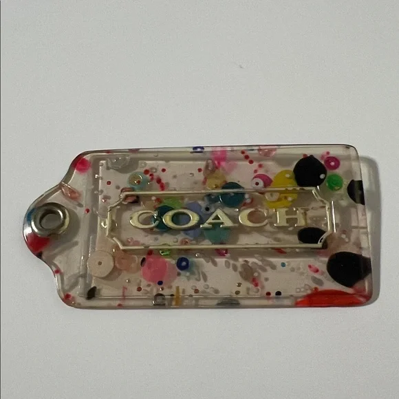 🥳🎉 3.5" Coach Poppy XL Multicolor Confetti Lucite Hangtag Bag Fob Charm Keychain - Picture 4 of 12
